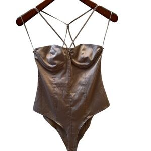 Zara Satin Bodysuit with Strappy Back